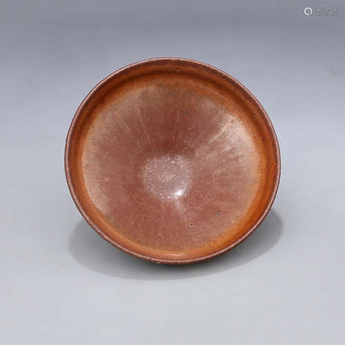 A Chinese Jian Kiln Persimmon red Colored Porcelain Tea Cup