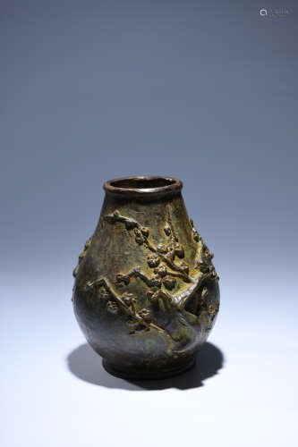 A Chinese Wintersweet Pattern Copper Vase