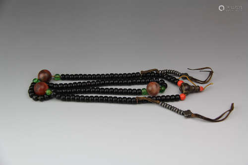 A Chinese Cinnabar Stars and Moon Bodhi Buddha Beads