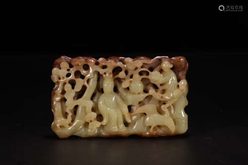 A Chinese Carved Yellow Hetian Jade Wazi Ornament