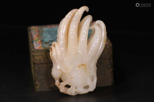 A Chinese Buddha's Hand Carved Hetian Jade Ornament