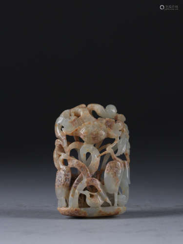 A Chinese Carved Hetian Jade Bi Ornament