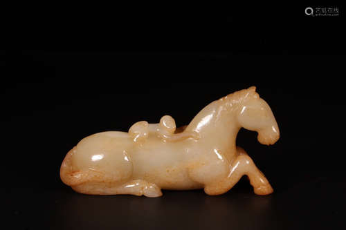 A Chinese Carved Hetian Jade Horse Ornament