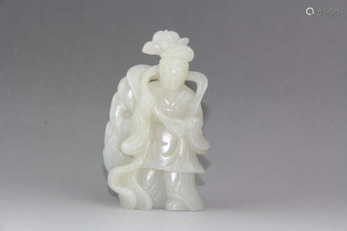 A Chinese Carved Hetian Jade Ho Hsien-ku Ornament