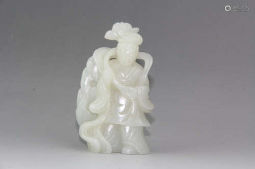 A Chinese Carved Hetian Jade Ho Hsien-ku Ornament