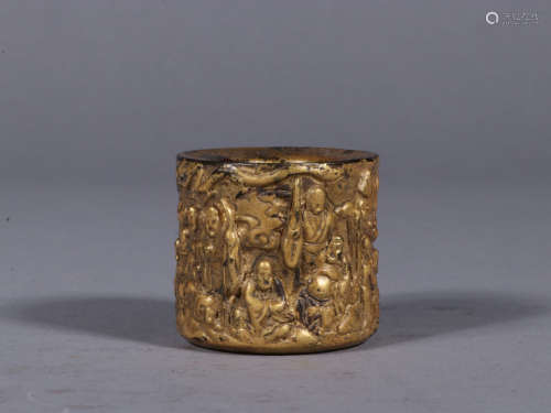 A Chinese Gold Paint Copper Fingerstall
