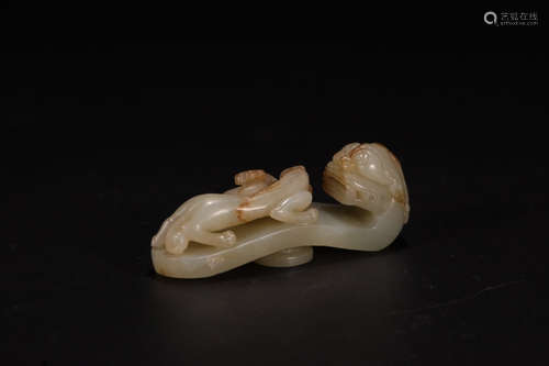 A Chinese Carved Hetian Jade Belt Hook