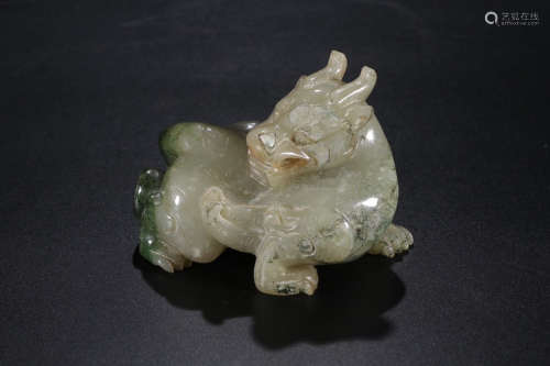 A Chinese Carved Gaogu Jade Beast
