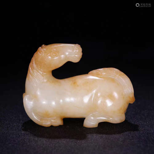 A Chinese Horse Carved Hetian Jade Ornament