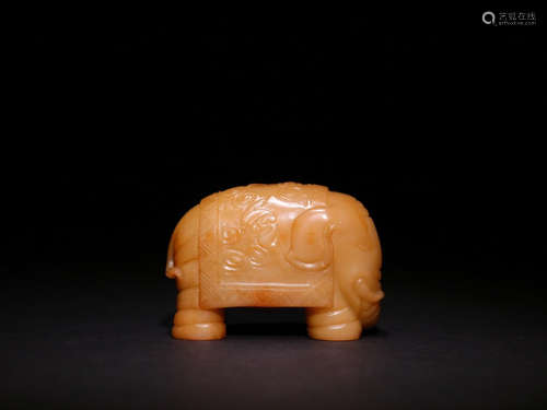 A Chinese Carved Hetian Jade Elephant Ornament