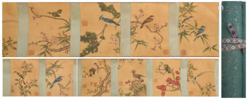 A Chinese Flower&birs Painting Hand Scroll, Zhao Chang Mark