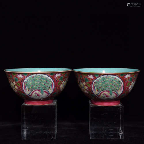 A Chinese Famille Rose flower&Peacock Painted Porcelain Bowl