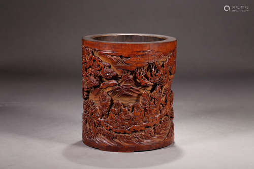 A Chinese Carved Bamboo Brush Pot