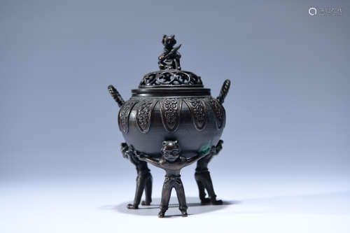 A Chinese Three-legged Copper Incense Burner