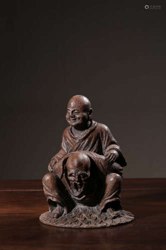 A Chinese Carved Bamboo Arhat Statue Ornament