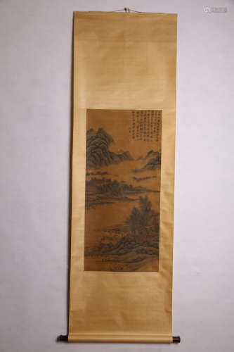 A Chinese Landscape Painting Scroll, Shen Zhou Mark