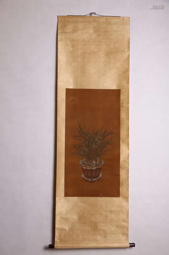 A CHINESE FLOWER&PLANT PAINTING SCROLL