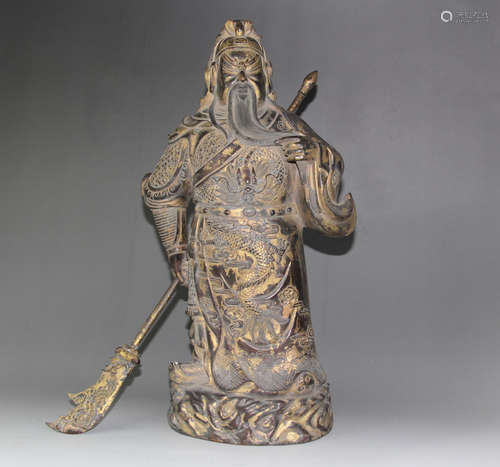 A CHINESE GOLDEN PAINT COPPER STATUE OF THE DUKE GUAN