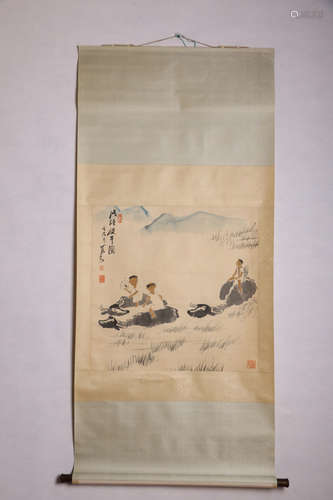 A CHINESE PAINTING SCROLL, LI KERAN MARK