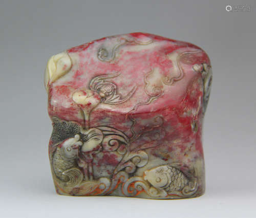 A CHINESE BLOODSTONE SEAL