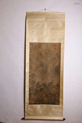 A CHINESE LANDSCAPE PAINTING SCROLL, WEN ZHENGMING MARK