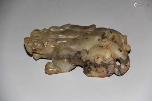 A CHINESE HETIAN JADE KYLIN PAPER WEIGHT