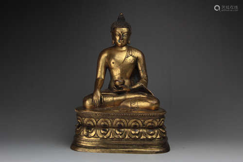 A CHINESE GILD COPPER STATUE OF MEDICINE BUDDHA