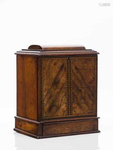 A Victorian travelling writing caseWalnut and burr walnut veneer of rosewood and thorn bush mar