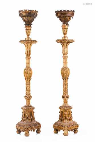 A D. José (1750-1777)/ D. Maira (1777-1816) pair of torchèresCarved and gilt wood decorated wit