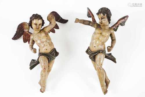 A pair of angelsPolychrome and gilt wooden sculpturesPortugal, 18th century(minor losse