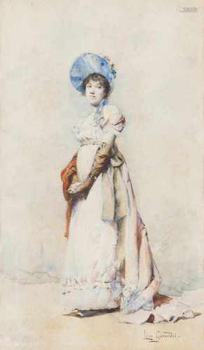 Léon Girardet (França, 1857-1895)A ladyWatercolour on paperSigned44x25 cmb