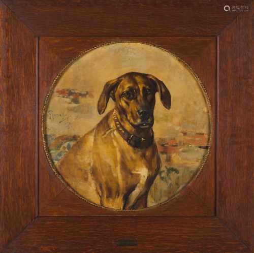 António Ramalho (1858-1906)DogOil on canvas, signed and dated 188951x51 cm