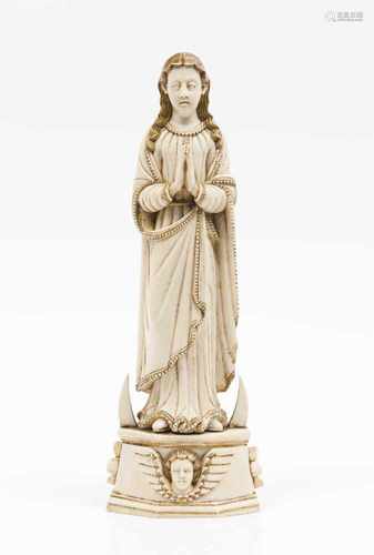 The Virgin of the Immaculate ConceptionPart gilt Indo-Portuguese ivory sculpture17th centur