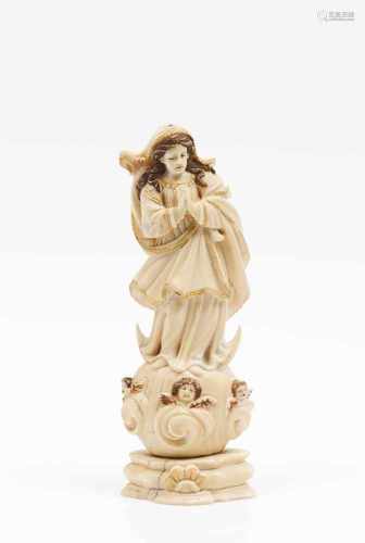 The Virgin of The Immaculate ConceptionIndo-Portuguese ivory sculptureEvidence of gilding a