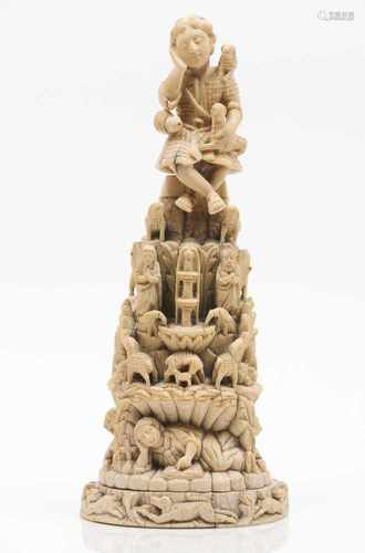 A Child Jesus as The Good ShepherdIndo-Portuguese ivory sculptureDepicting a sleeping Child