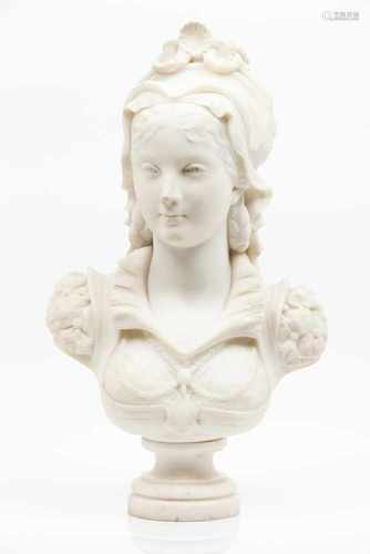 Georges Clère (1819-1901)A female bustMarble sculptureSigned(minor restoration)