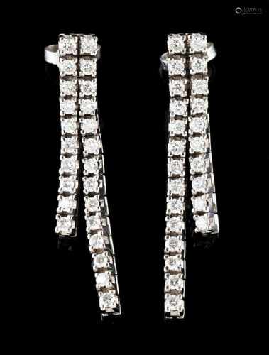 A pair of earringsGoldDrop and articulated friezes set with 48 brilliant cut diamonds total