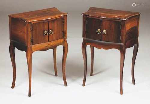 A pair of bedside tablesRosewoodTwo doors and side drawerScalloped apronsPortugal,