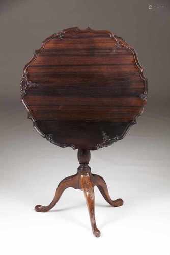 A tripod tableRosewoodCarved decorationScalloped tilt-top and three claw and ball feet