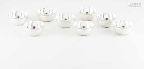 A set of eight fingerbowlsPortuguese silverPlain base of gadrooned lipLisbon hallmark,