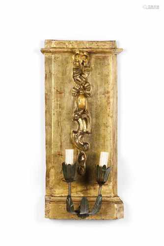 A pair of carved elements / two branch wall sconcesGilt woodCarved wood fragments later ada