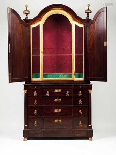 An Empire style commode with oratoryRosewoodOratory with door, gilt frame and two outer doo