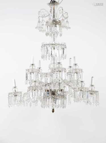 A twelve branch chandelierGlass and crystalOf moulded and cut decoration20th centurybr