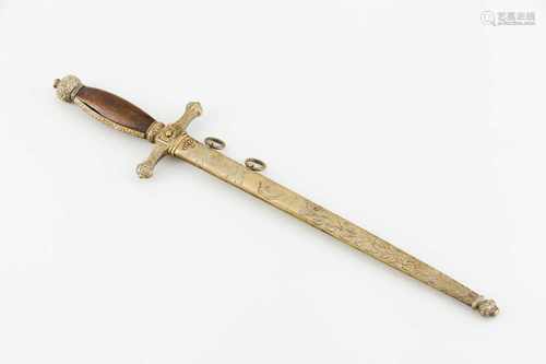 A D.Pedro II Emperor of Brazil daggerYellow metal guardWooden handle and Imperial crown sha