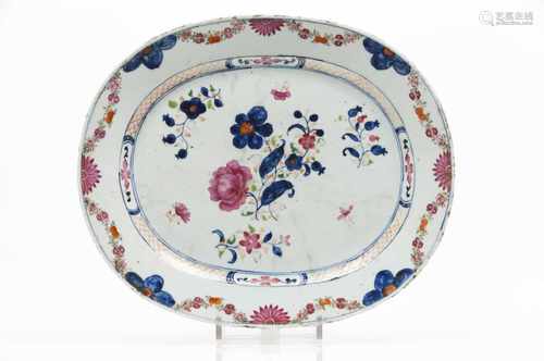 Oval serving trayChinese export porcelainFloral polychrome 