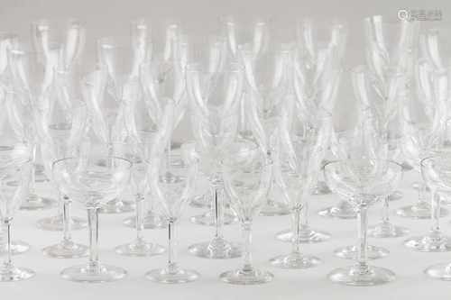 A Baccarat glass setCut crystal12 water glasses, 12 white wine , 12 red wine, 12 liqueur an