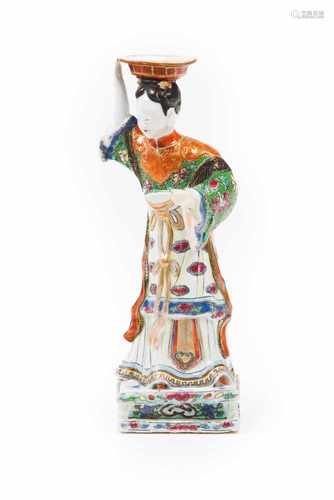 Oriental figure with basketChinese porcelain sculptureRepresenting a court lady with basket