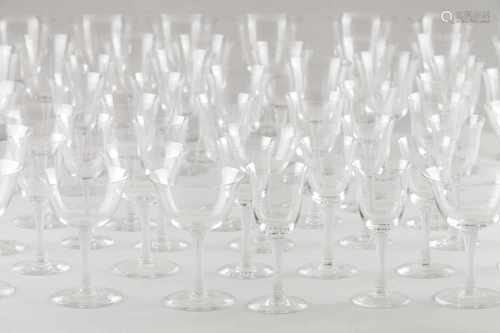 A Lalique glasses setBarsac model (created 1939)12 water glasses, 12 red wine, 13 white win