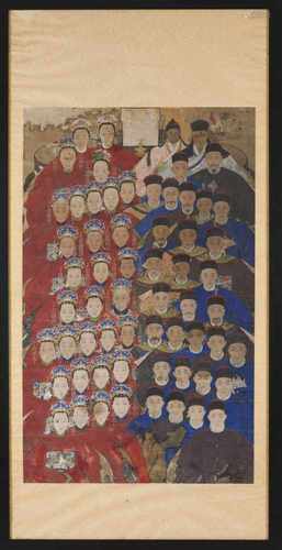 Chinese school, 19th centuryAncestor group portraitTempera on paper(restoration and fau