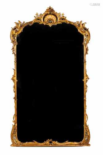 A large Louis XV mirrorGilt woodDecorated with shell and foliage motifs19th century